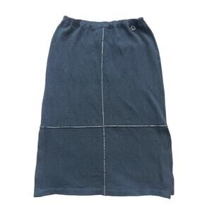 St John Sport Vintage Wool Blend Long Solid Black Knit Skirt Small